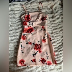 Pink floral mini dress